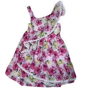 NEW Nicole Miller Pink, Yellow, & White Floral Ruffled Sundress Sz 6X